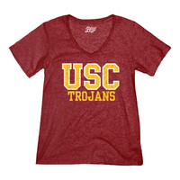 USC Trojans Womens Cardinal Tri-Blend V-Neck T-Shirt